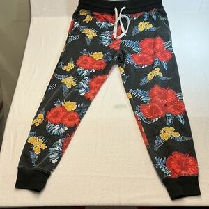 Carbon mens Floral Joggers - Red and Yellow 0308